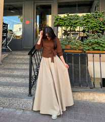 Italian style shirt with premium beige skirt