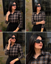 Premium Check shirt with Flair Skirt
