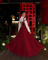 Red Textured Corset 3 Piece