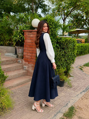 Nevi Blue italian frock with white shirt- 2 Pcs