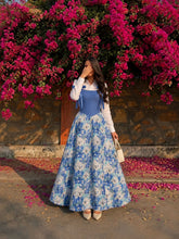 Blue Trendy coreset with textured blue skirt & shirt- 3 Pcs