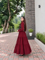 Maroon Layer frock with Corser- 2 Pcs