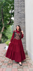 Maroon Layer frock with Corser- 2 Pcs