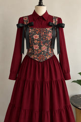 Maroon Layer frock with Corser- 2 Pcs