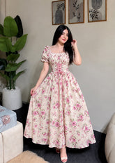 Peach Pink floral Frock