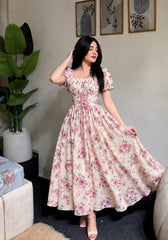 Peach Pink floral Frock