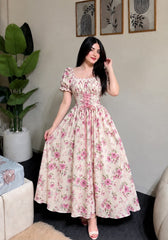 Peach Pink floral Frock