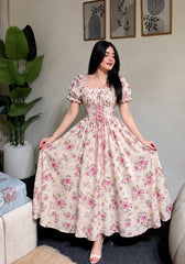 Peach Pink floral Frock