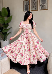 Peach Pink floral Frock