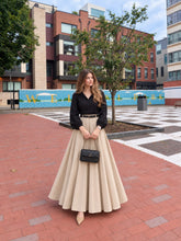 Black Button down Shirt with Beige Skirt - 2 Pcs