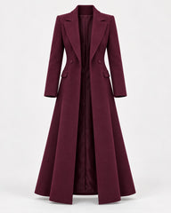 Burgundy Long Coat with Bodycon suit- 2 PCs
