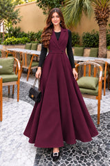 Meeshu Maroon Frock with Black Inner shirt- 2 PCs
