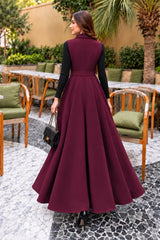 Meeshu Maroon Frock with Black Inner shirt- 2 PCs