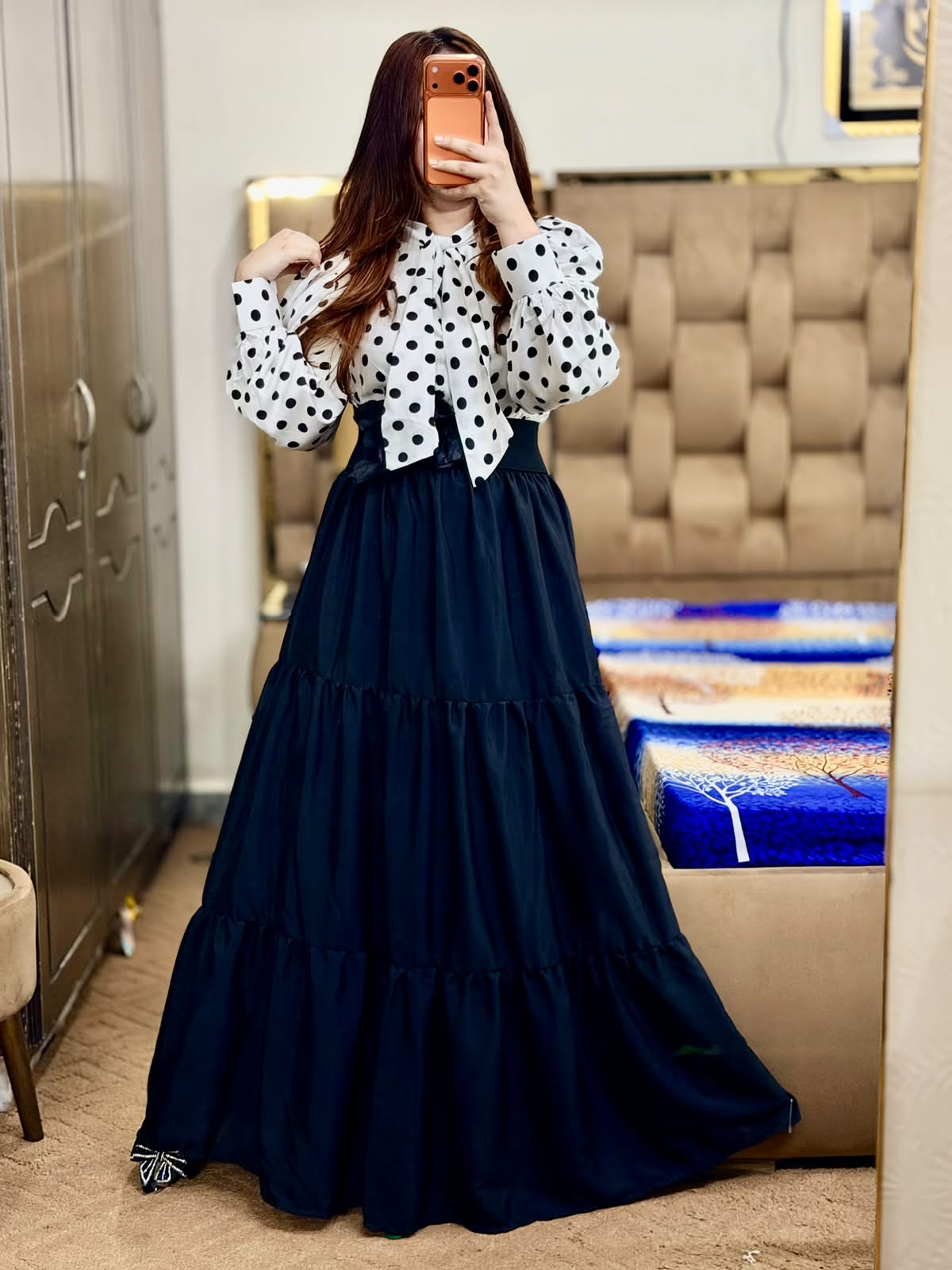 Polka Dot Top with 3 Layer Skirt