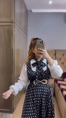 Polka dot frock (black base with white dots)