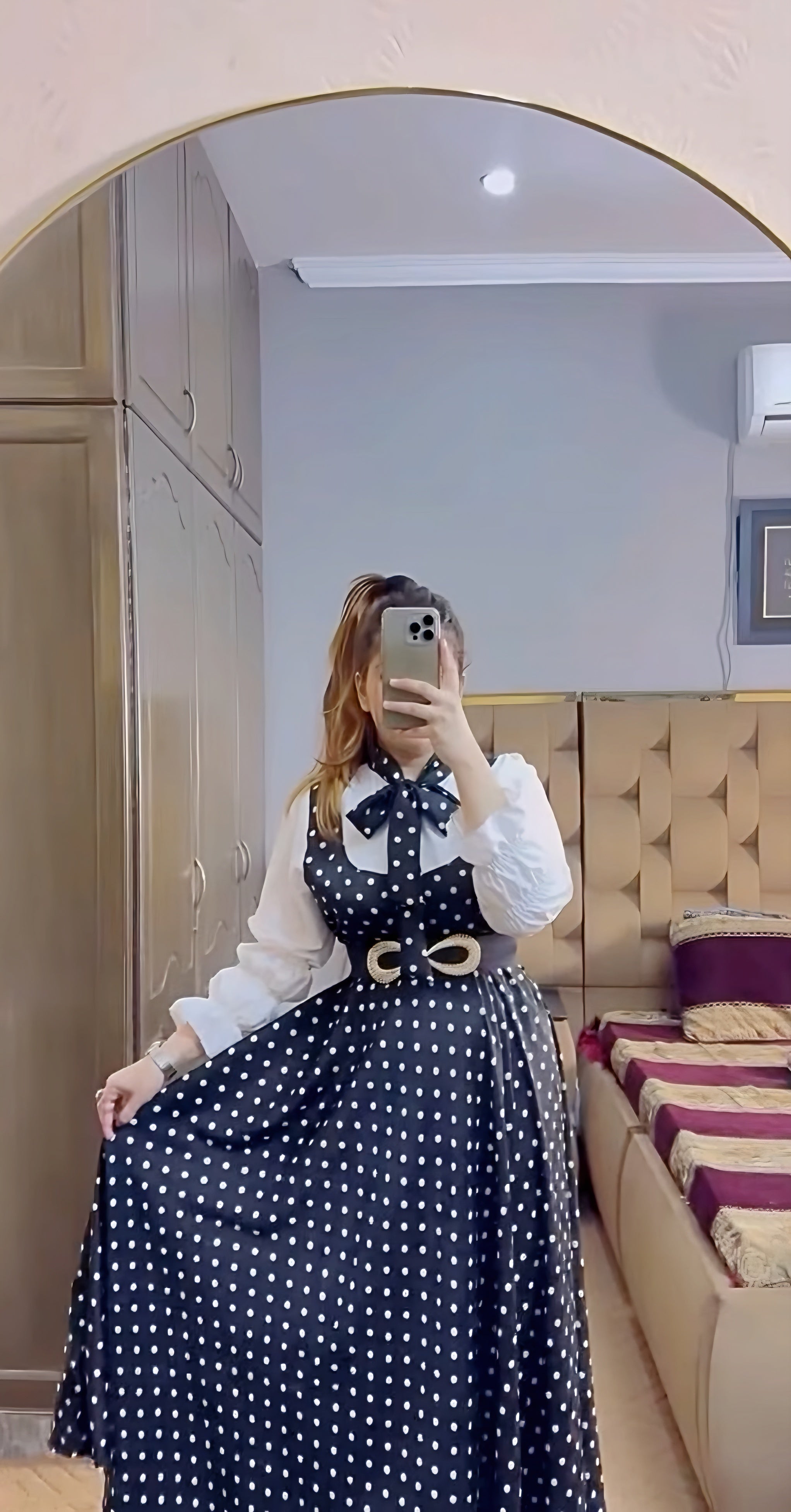 Polka dot frock (black base with white dots)