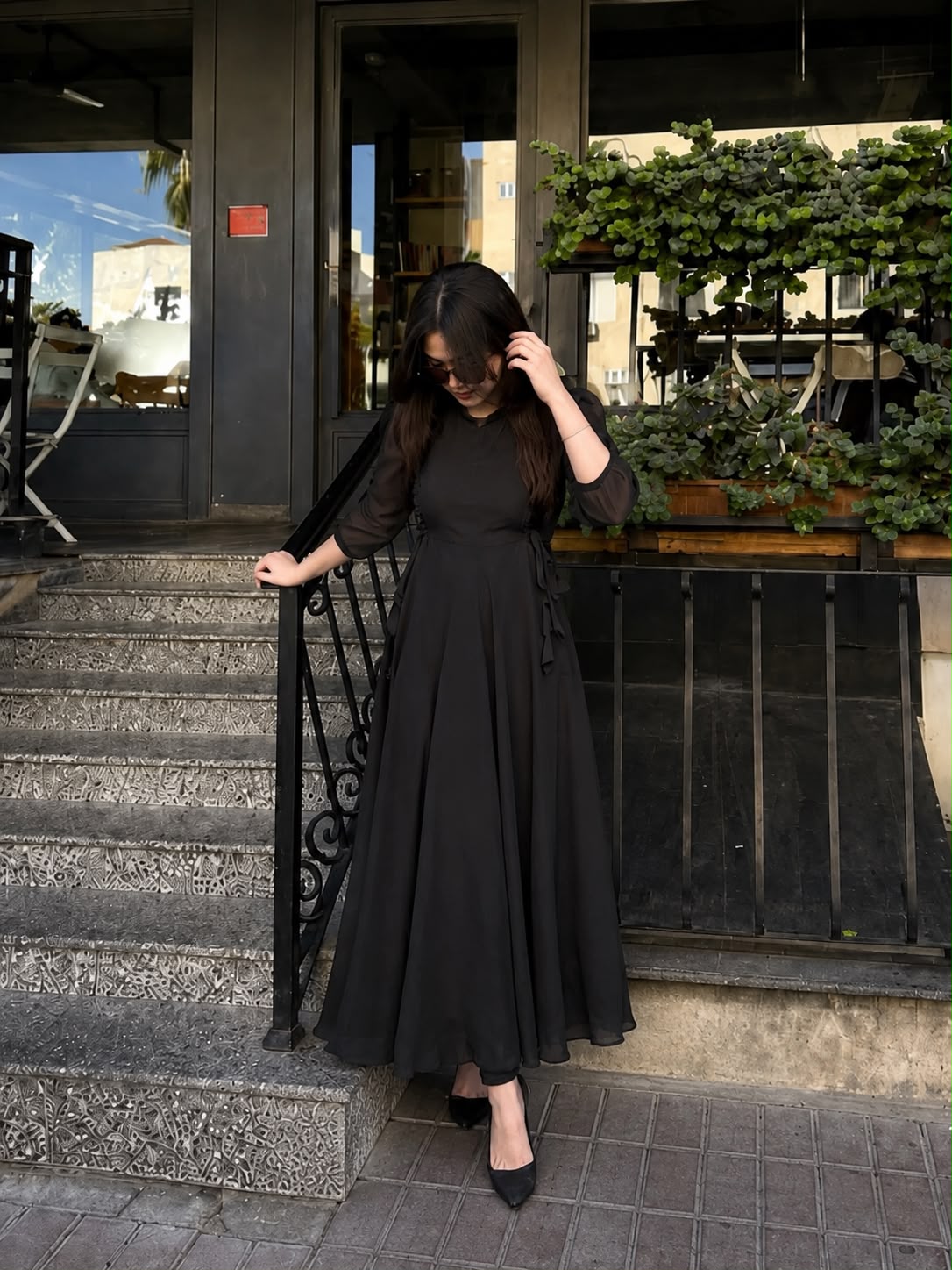 Black Elegant side doori style frock
