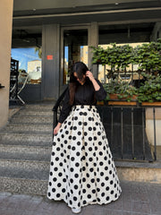 Black top with Polka skirt