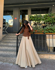 Italian style shirt with premium beige skirt