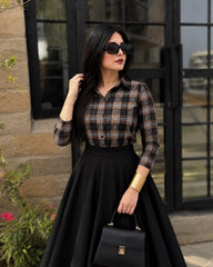 Premium Check shirt with Flair Skirt