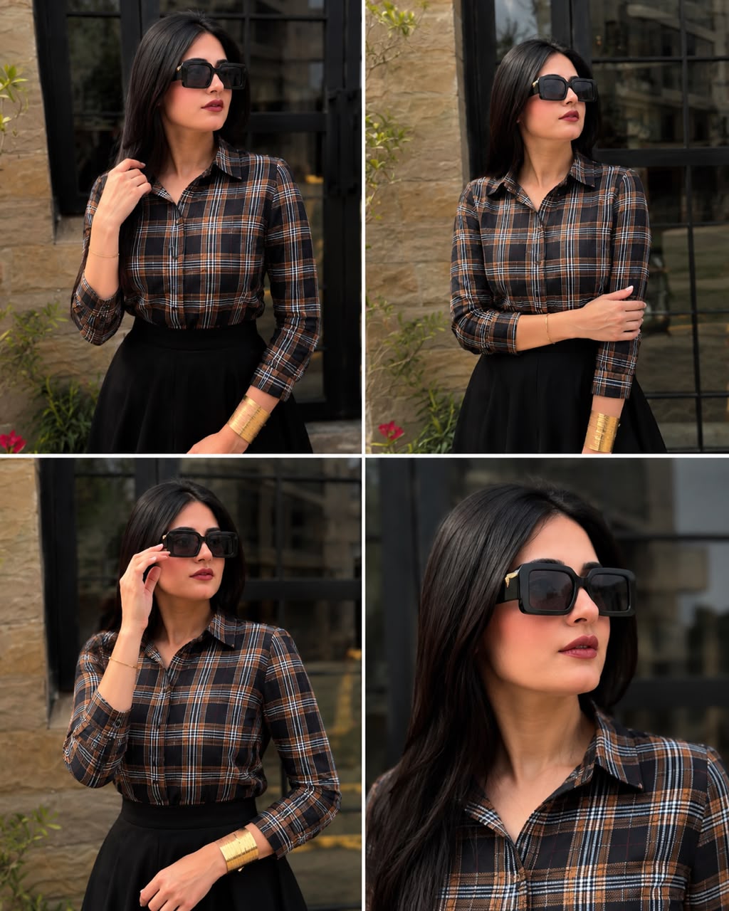 Premium Check shirt with Flair Skirt