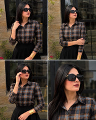 Premium Check shirt with Flair Skirt