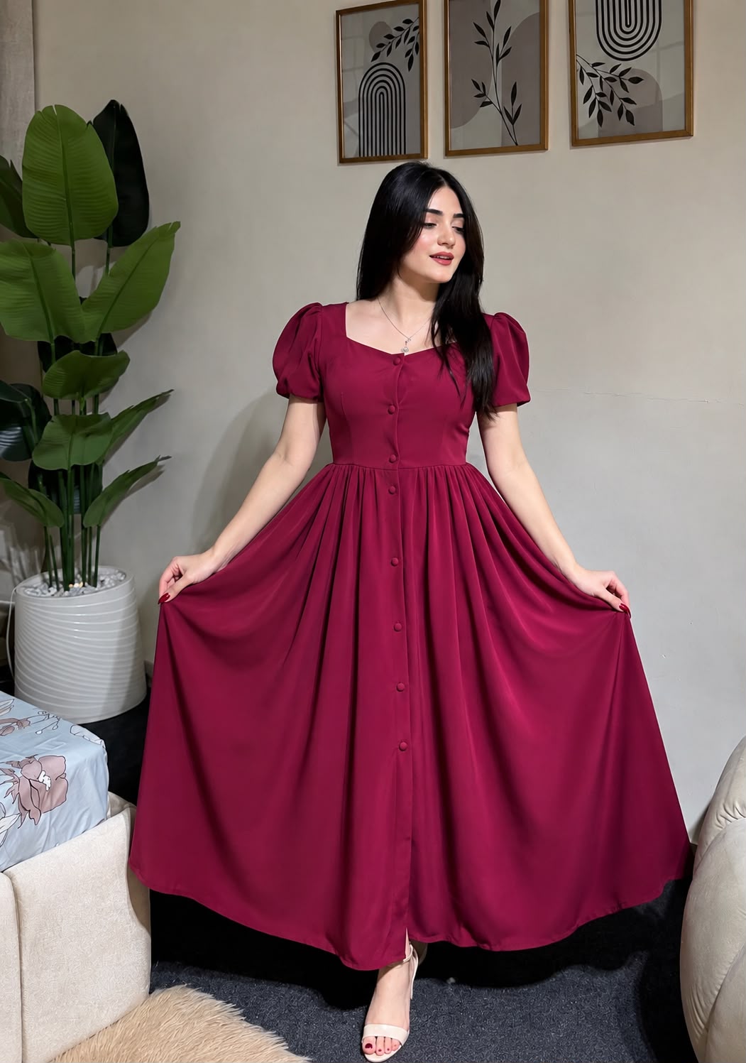 Red flair frock