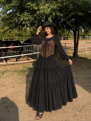 Cheetah corset black maxi