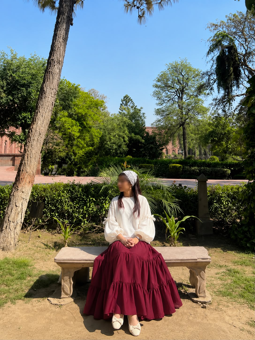 White loose fit top with 3 tier skirt