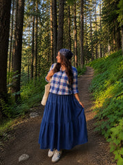 Blue check shirt with 3 tier skirt