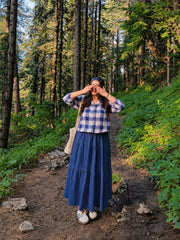 Blue check shirt with 3 tier skirt