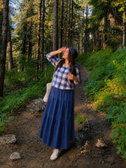 Blue check shirt with 3 tier skirt