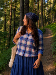 Blue check shirt with 3 tier skirt