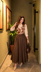 Brown Flowered textured premium corset - 3 Pcs
