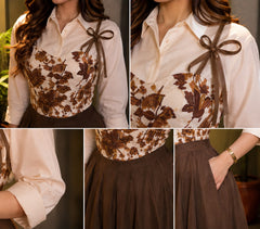 Brown Flowered textured premium corset - 3 Pcs
