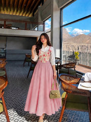 Pink Floral Corset- 3 Pcs