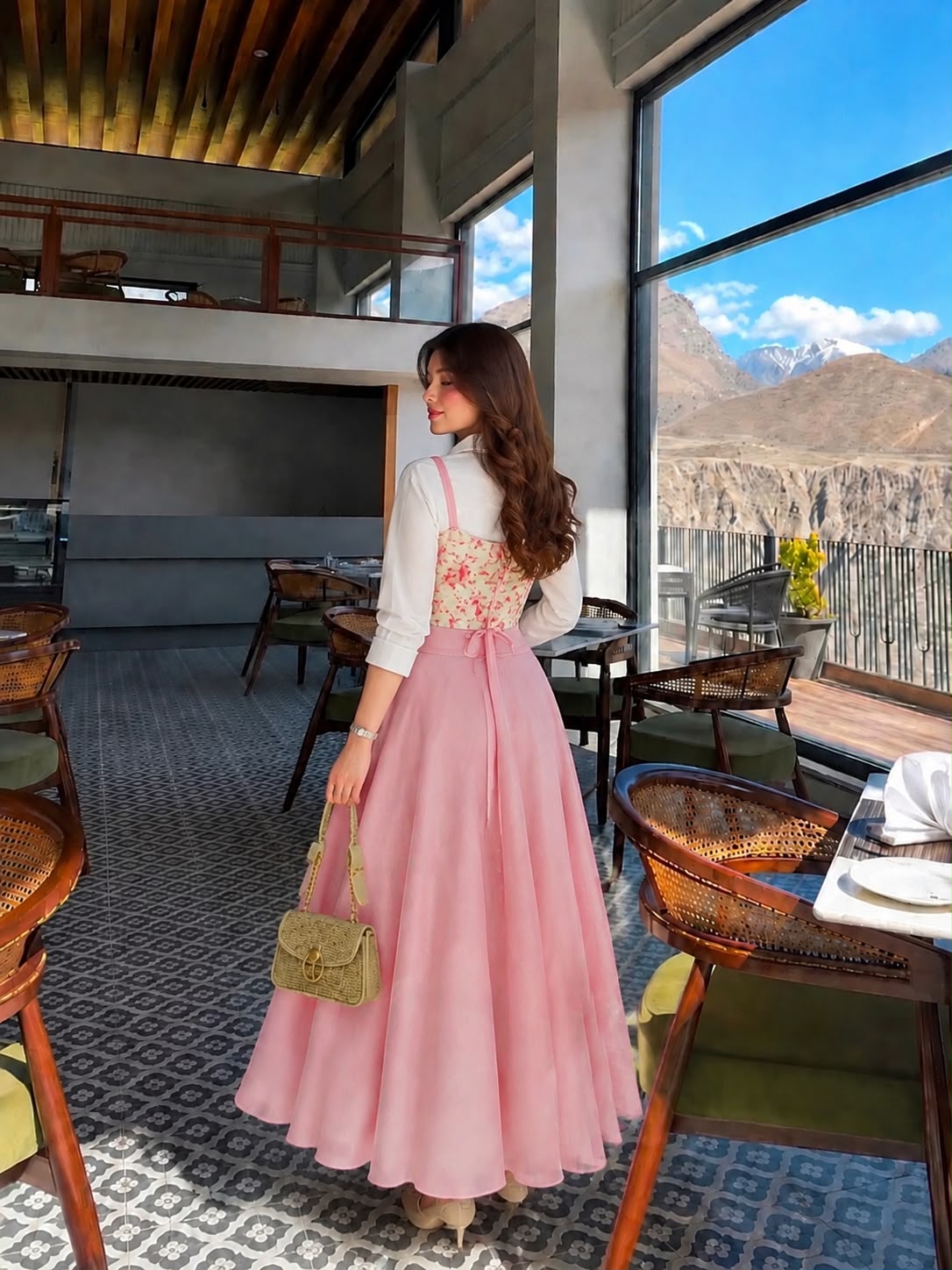 Pink Floral Corset- 3 Pcs