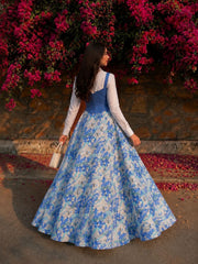 Blue Trendy coreset with textured blue skirt & shirt- 3 Pcs