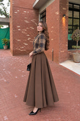 Brown Blue Box Platted Old Monday 2 Pcs suit
