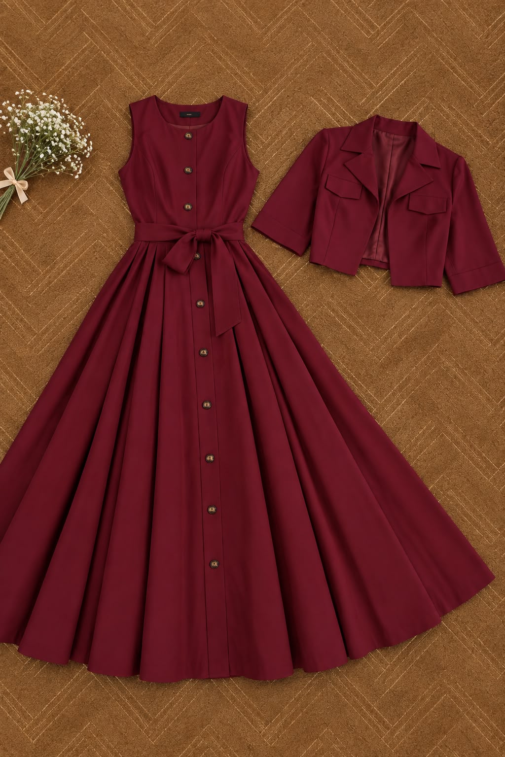 Maroon Mode Coati with frock- 2 Pcs