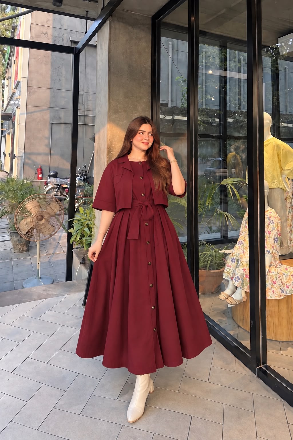 Maroon Mode Coati with frock- 2 Pcs