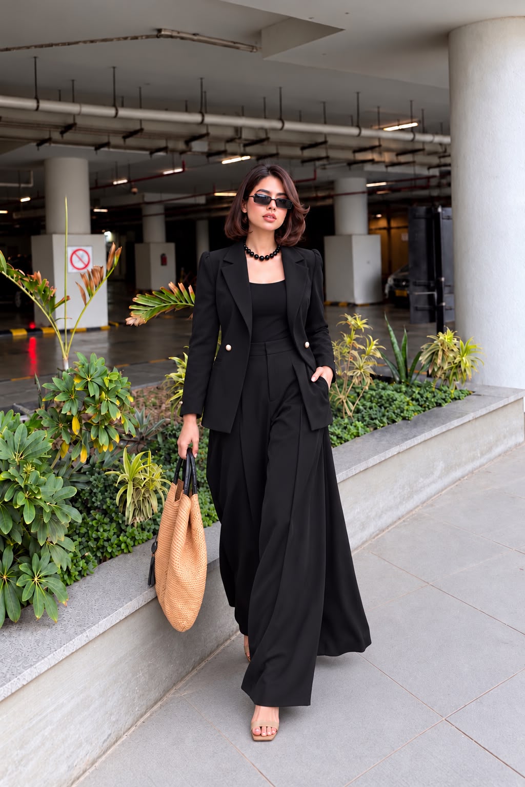 Black & Spectrum Blazer with Trouser- 2 Pcs