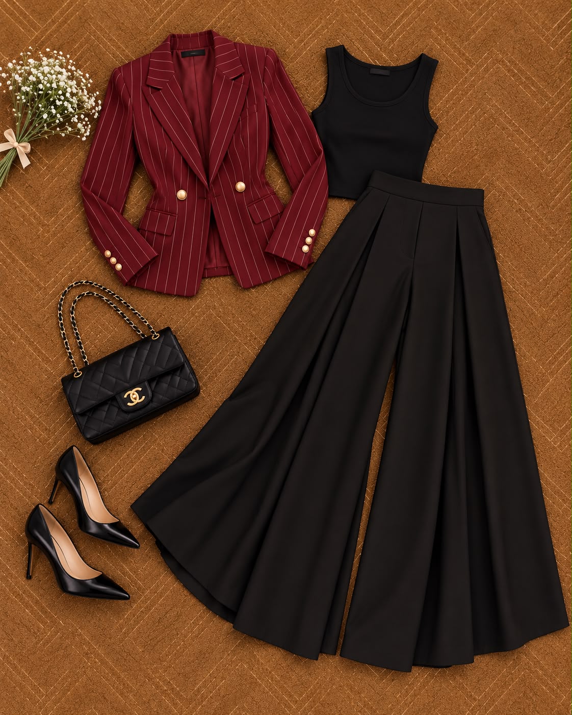 Blood Vine lining blazer with Trouser & Inner- 3 PCs