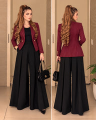 Blood Vine lining blazer with Trouser & Inner- 3 PCs