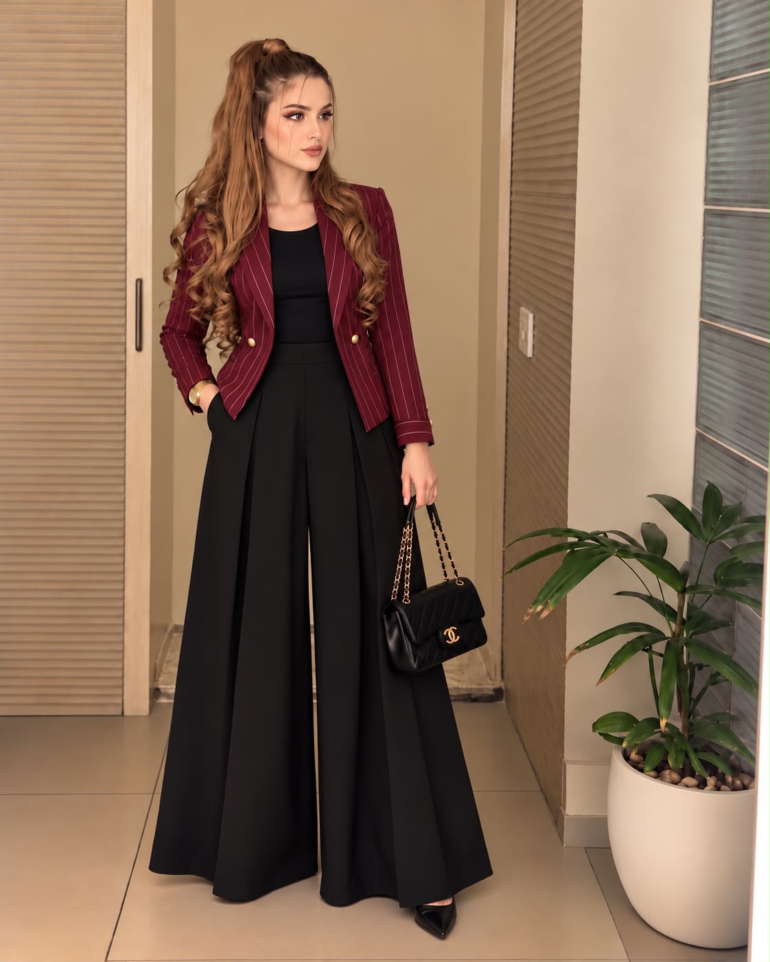 Blood Vine lining blazer with Trouser & Inner- 3 PCs