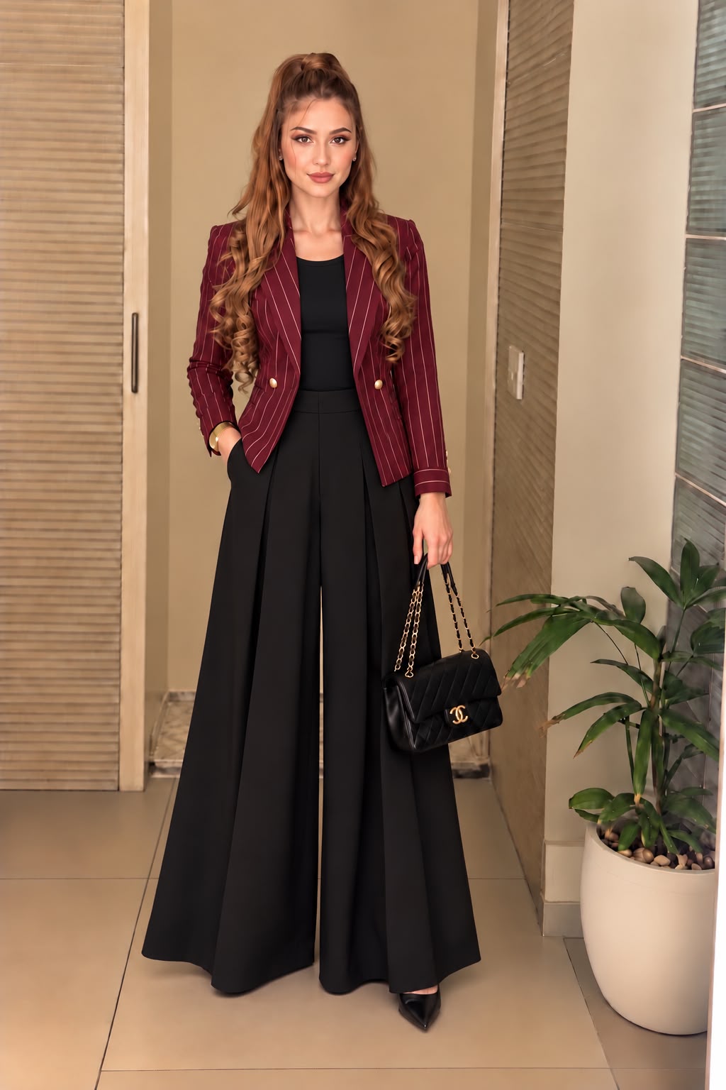 Blood Vine lining blazer with Trouser & Inner- 3 PCs