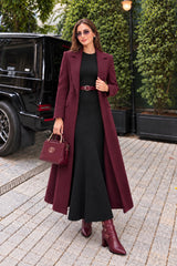 Burgundy Long Coat with Bodycon suit- 2 PCs