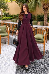 Meeshu Maroon Frock with Black Inner shirt- 2 PCs