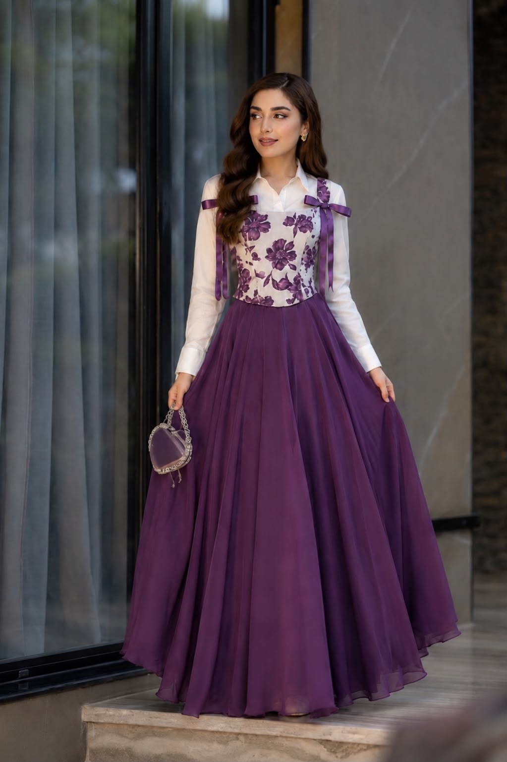Plum floral corset